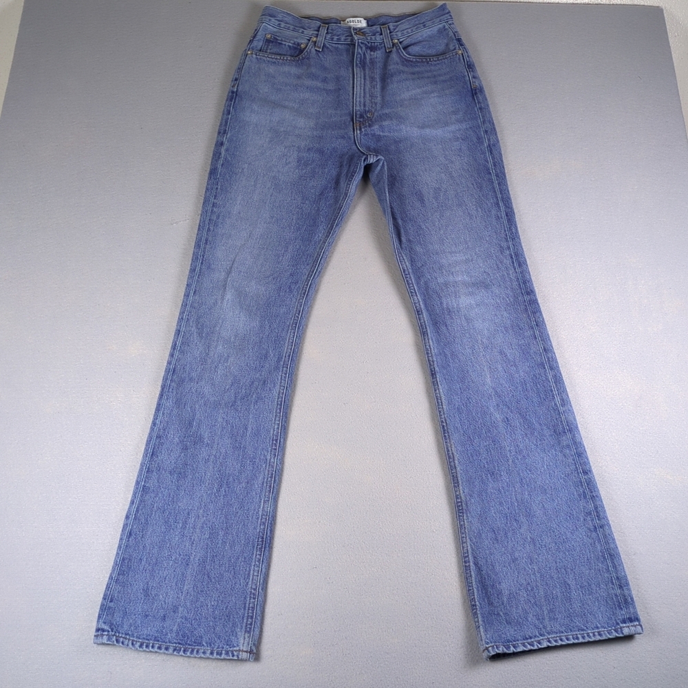 Agolde Vintage High Rise Flare Jeans Womens 27x31 Blue Absolute Light Fade Zip